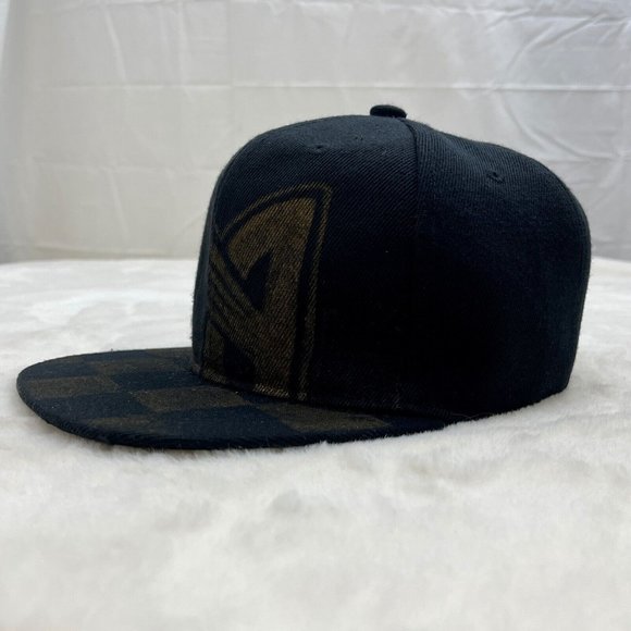 LAFC Snapback Cap Hat Black with Yellow Logo and Checkerboard Pattern - Picture 6 of 10